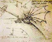 Disegno di struttura alare di Leonardo Da Vinci